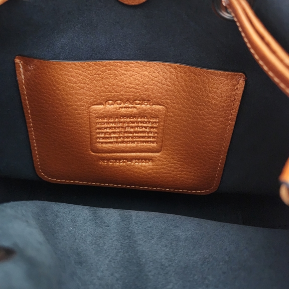 Coach Metallic Orange Leather Drawstring Crossbody - Picture 11 of 15